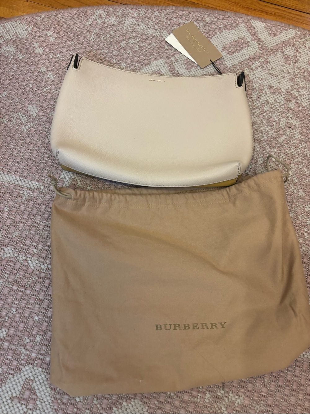 Burberry 2 Tone cream and tan Leather Clutch nwt and dust bag